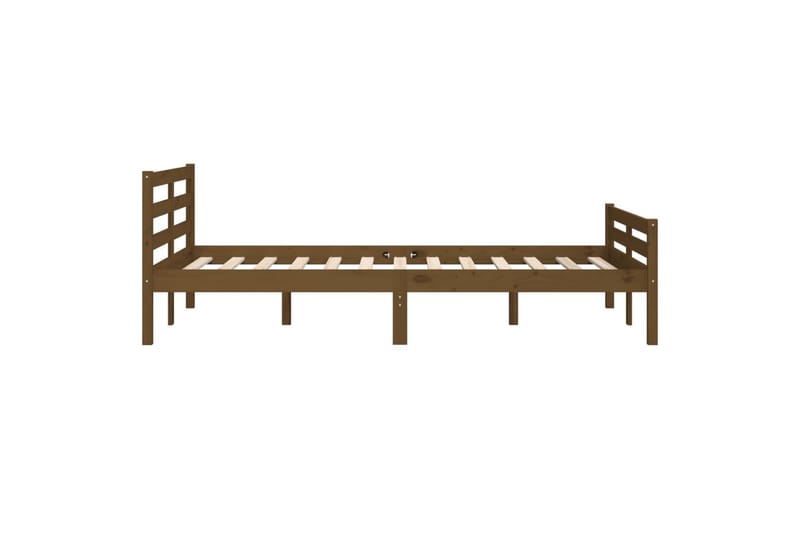 beBasic sengeramme 135x190 cm dobbelt massivt træ gyldenbrun - Brun - Møbler - Senge - Sengeramme & sengestel
