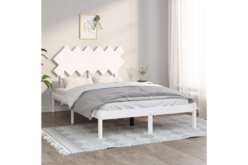 beBasic sengeramme 135x190 cm dobbelt massivt træ hvid - Hvid - Møbler - Senge - Sengeramme & sengestel