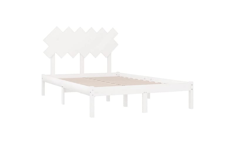 beBasic sengeramme 135x190 cm dobbelt massivt træ hvid - Hvid - Møbler - Senge - Sengeramme & sengestel