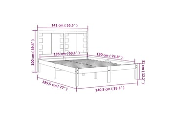 beBasic sengeramme 135x190 cm dobbelt massivt træ hvid - Hvid - Møbler - Senge - Sengeramme & sengestel