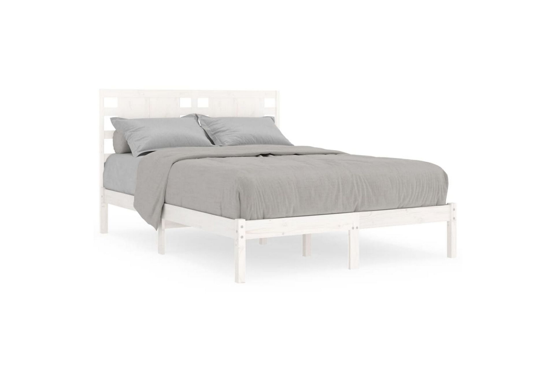 beBasic sengeramme 135x190 cm dobbelt massivt træ hvid - Hvid - Møbler - Senge - Sengeramme & sengestel