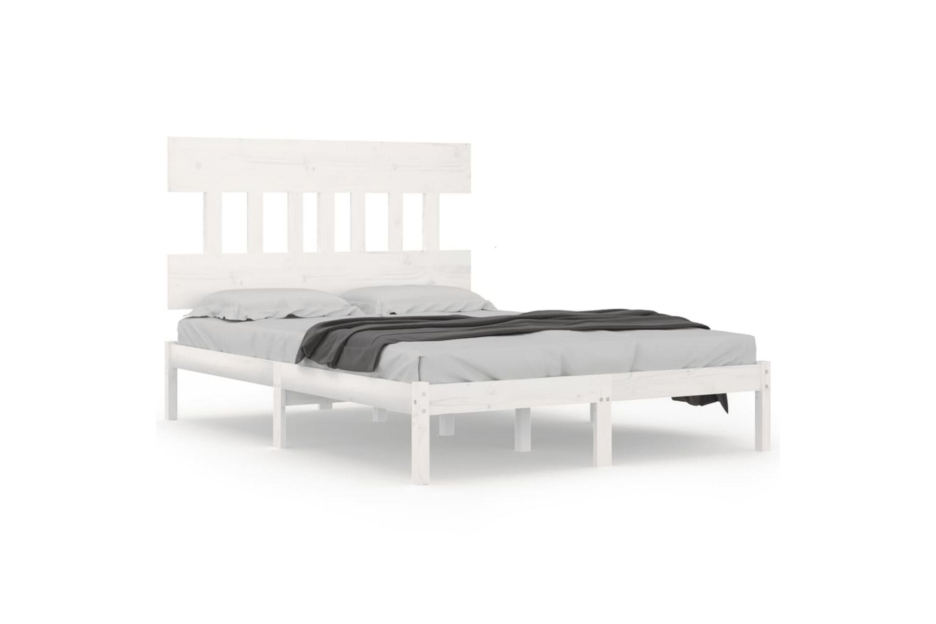 beBasic sengeramme 135x190 cm dobbelt massivt træ hvid - Hvid - Møbler - Senge - Sengeramme & sengestel