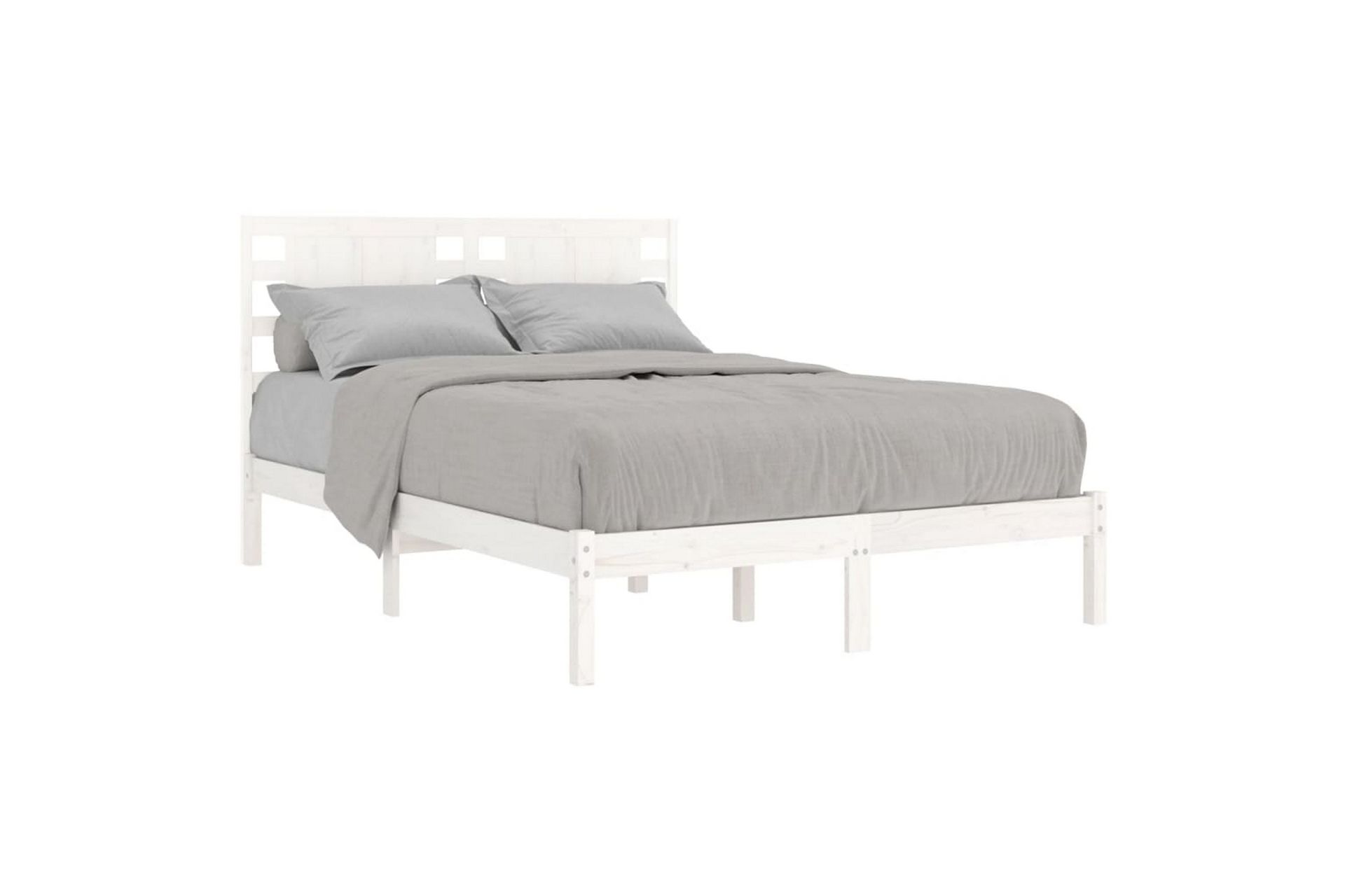 beBasic sengeramme 135x190 cm dobbelt massivt træ hvid - Hvid - Møbler - Senge - Sengeramme & sengestel