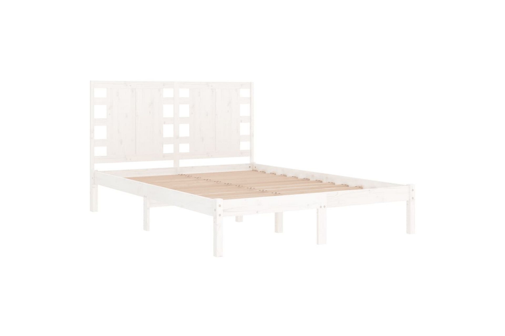 beBasic sengeramme 135x190 cm dobbelt massivt træ hvid - Hvid - Møbler - Senge - Sengeramme & sengestel