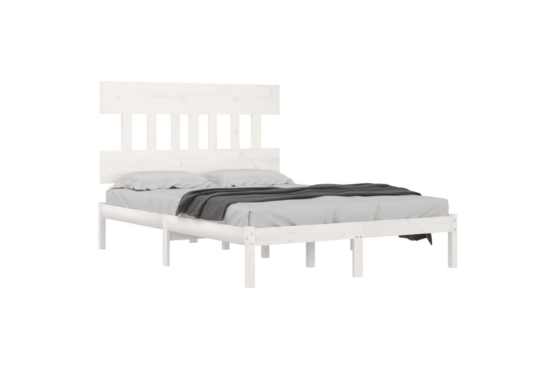 beBasic sengeramme 135x190 cm dobbelt massivt træ hvid - Hvid - Møbler - Senge - Sengeramme & sengestel