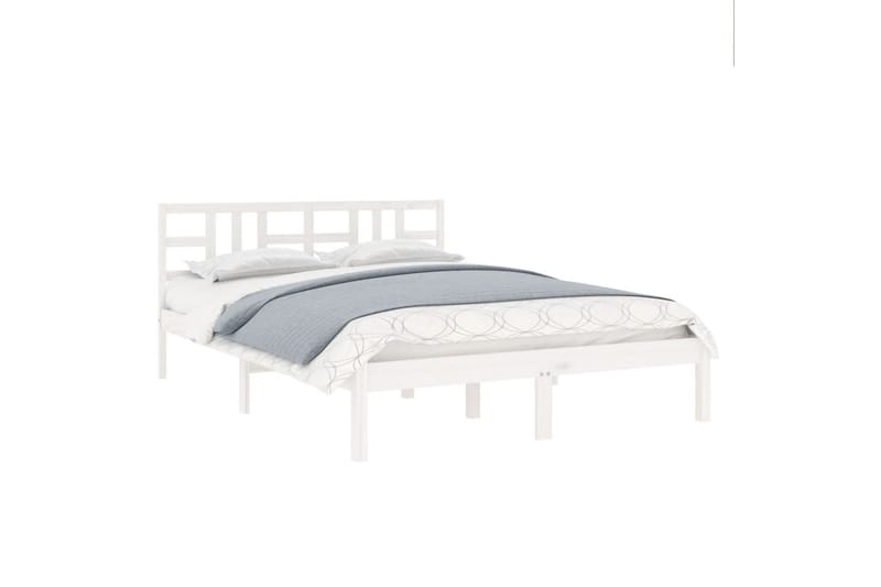 beBasic sengeramme 135x190 cm dobbelt massivt træ hvid - Hvid - Møbler - Senge - Sengeramme & sengestel