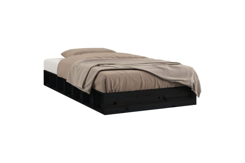 beBasic sengeramme 135x190 cm dobbelt massivt træ sort - Sort - Møbler - Senge - Sengeramme & sengestel