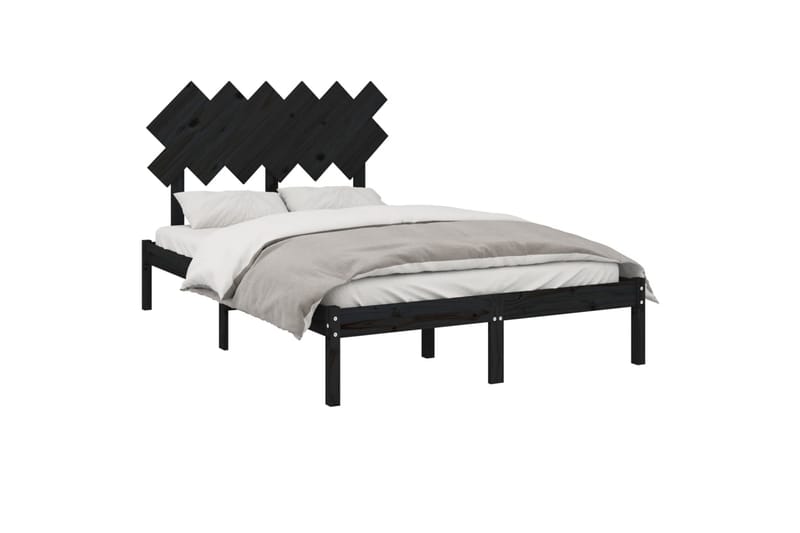 beBasic sengeramme 135x190 cm dobbelt massivt træ sort - Sort - Møbler - Senge - Sengeramme & sengestel