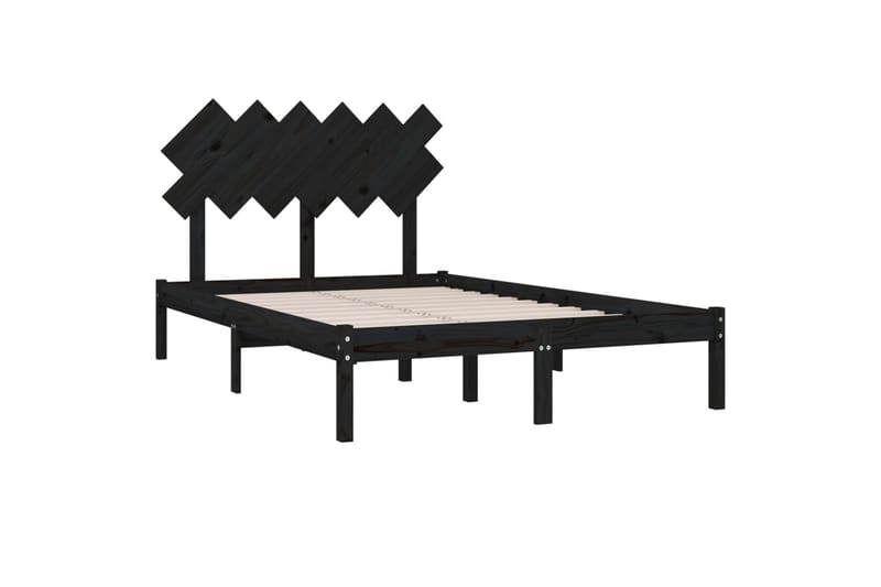 beBasic sengeramme 135x190 cm dobbelt massivt træ sort - Sort - Møbler - Senge - Sengeramme & sengestel