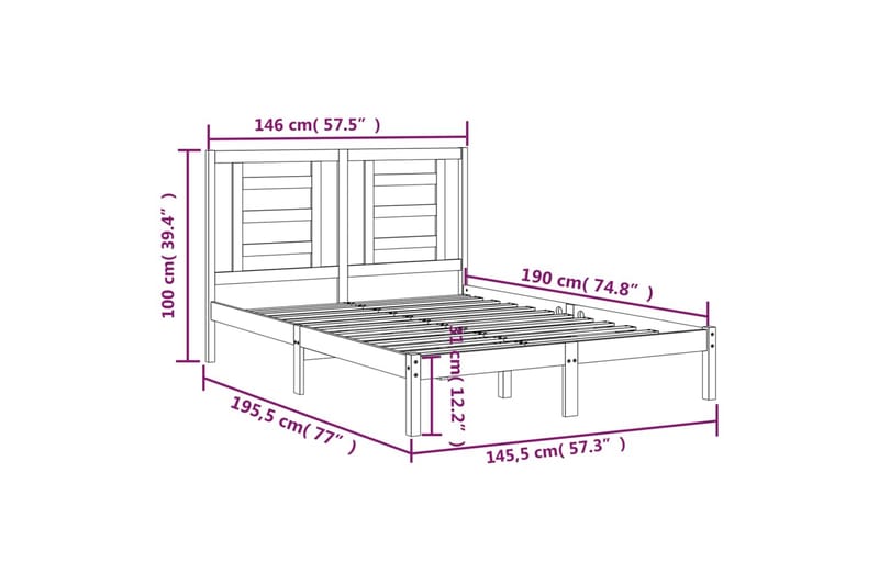 beBasic sengeramme 140x190 cm massivt fyrretræ - Brun - Sengeramme & sengestel