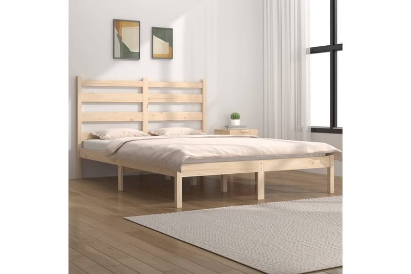 beBasic sengeramme 140x190 cm massivt fyrretræ - Brun - Møbler - Senge - Sengeramme & sengestel