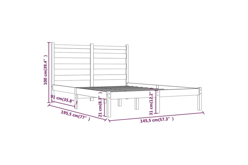 beBasic sengeramme 140x190 cm massivt fyrretræ - Brun - Sengeramme & sengestel