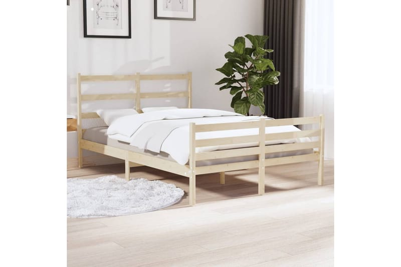 beBasic sengeramme 140x190 cm massivt fyrretræ - Brun - Sengeramme & sengestel