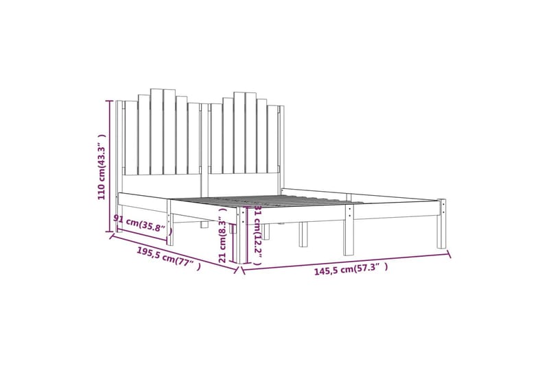 beBasic sengeramme 140x190 cm massivt fyrretræ - Brun - Møbler - Senge - Sengeramme & sengestel