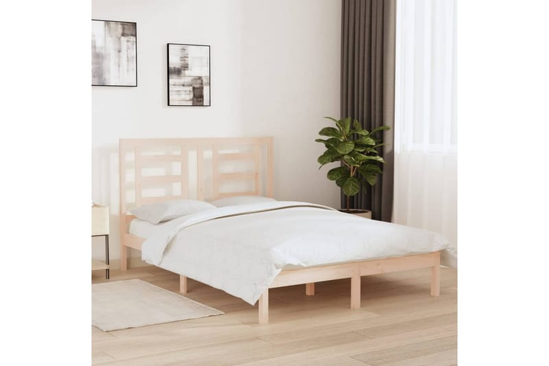 beBasic sengeramme 140x190 cm massivt fyrretræ - Brun - Sengeramme & sengestel