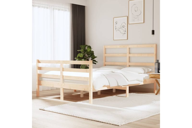 beBasic sengeramme 140x190 cm massivt fyrretræ - Brun - Møbler - Senge - Sengeramme & sengestel