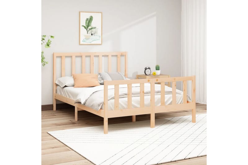 beBasic sengeramme 140x190 cm massivt fyrretræ - Brun - Sengeramme & sengestel