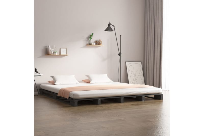 beBasic sengeramme 140x190 cm massivt fyrretræ grå - GrÃ¥ - Møbler - Senge - Sengeramme & sengestel
