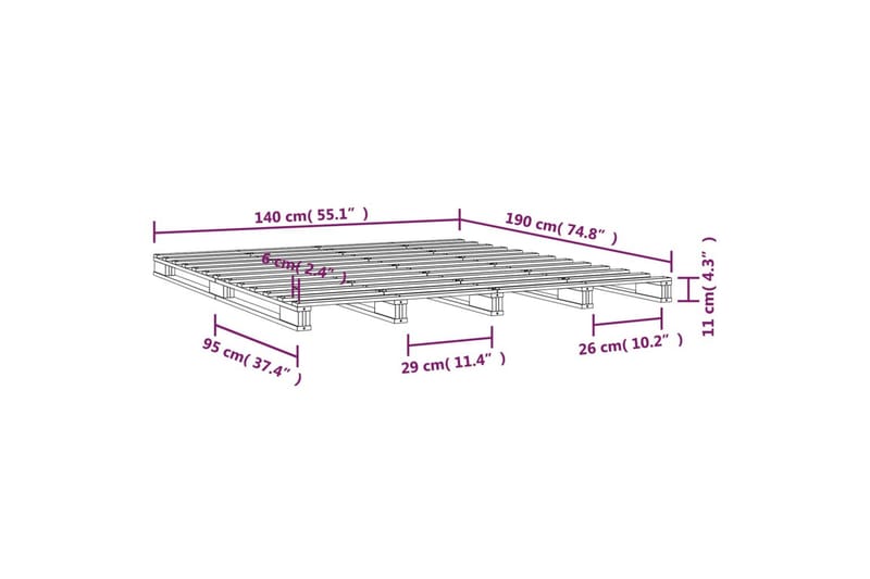 beBasic sengeramme 140x190 cm massivt fyrretræ grå - GrÃ¥ - Sengeramme & sengestel