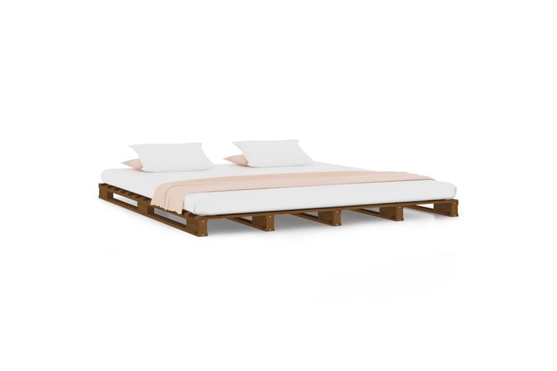 beBasic sengeramme 140x190 cm massivt fyrretræ gyldenbrun - Brun - Møbler - Senge - Sengeramme & sengestel