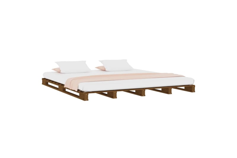 beBasic sengeramme 140x190 cm massivt fyrretræ gyldenbrun - Brun - Møbler - Senge - Sengeramme & sengestel