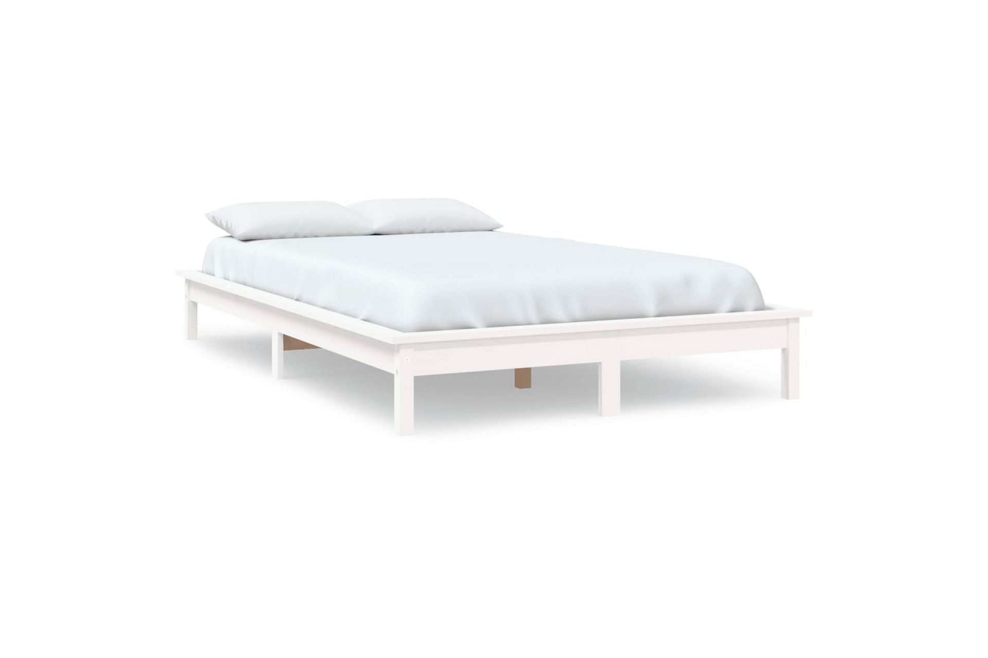 beBasic sengeramme 140x190 cm massivt fyrretræ hvid - Hvid - Møbler - Senge - Sengeramme & sengestel