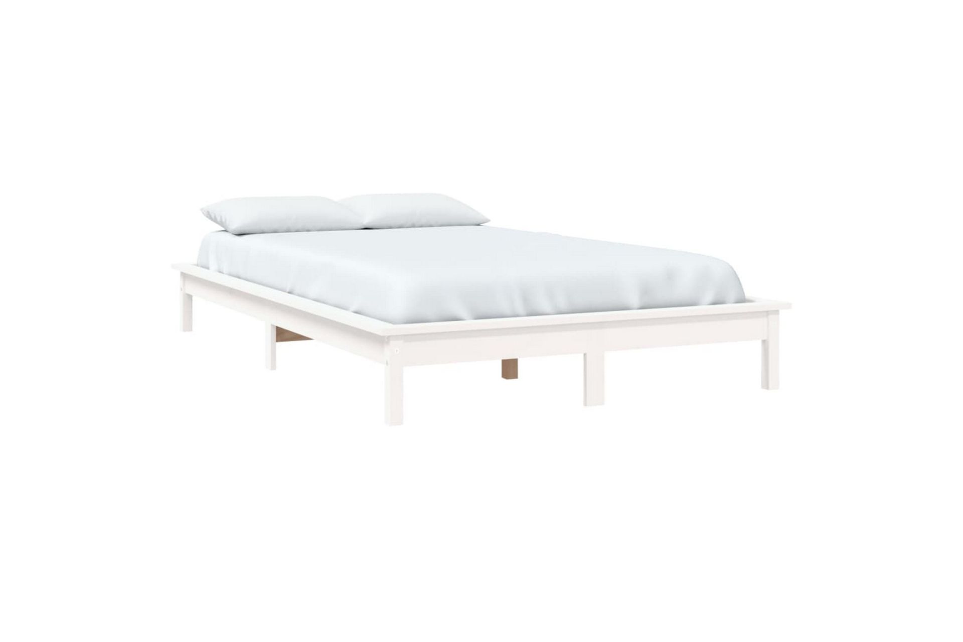beBasic sengeramme 140x190 cm massivt fyrretræ hvid - Hvid - Møbler - Senge - Sengeramme & sengestel