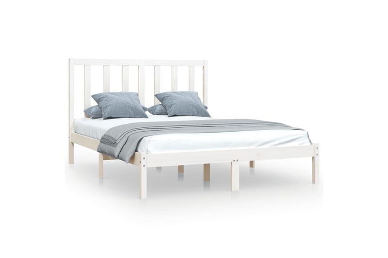 beBasic sengeramme 140x190 cm massivt fyrretræ hvid - Hvid - Møbler - Senge - Sengeramme & sengestel