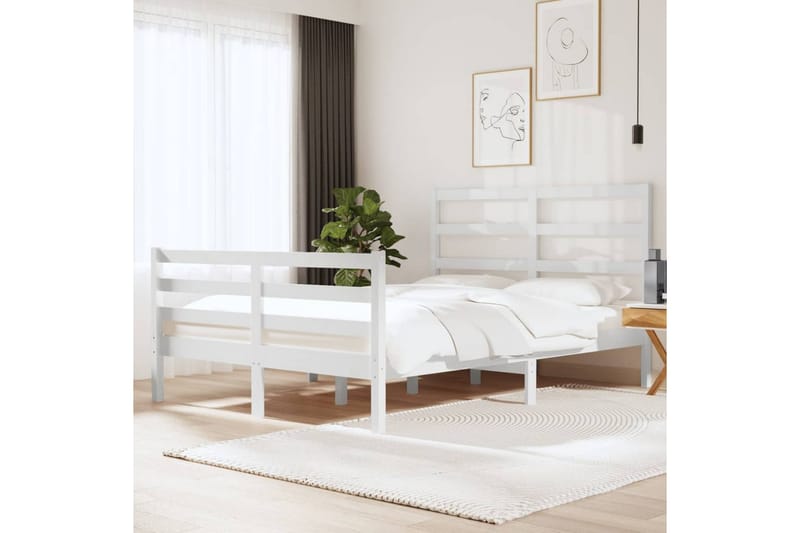 beBasic sengeramme 140x190 cm massivt fyrretræ hvid - Hvid - Møbler - Senge - Sengeramme & sengestel
