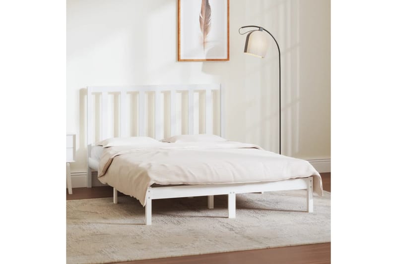 beBasic sengeramme 140x190 cm massivt fyrretræ hvid - Hvid - Møbler - Senge - Sengeramme & sengestel