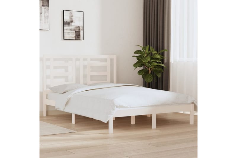 beBasic sengeramme 140x190 cm massivt fyrretræ hvid - Hvid - Møbler - Senge - Sengeramme & sengestel