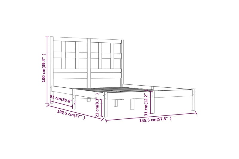 beBasic sengeramme 140x190 cm massivt fyrretræ hvid - Hvid - Møbler - Senge - Sengeramme & sengestel