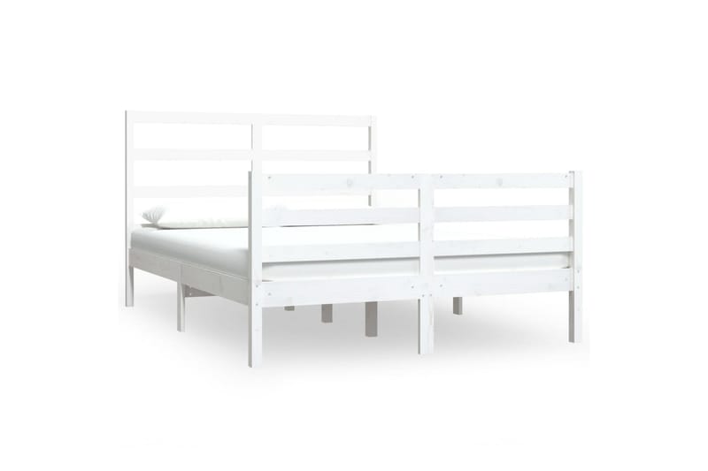 beBasic sengeramme 140x190 cm massivt fyrretræ hvid - Hvid - Møbler - Senge - Sengeramme & sengestel