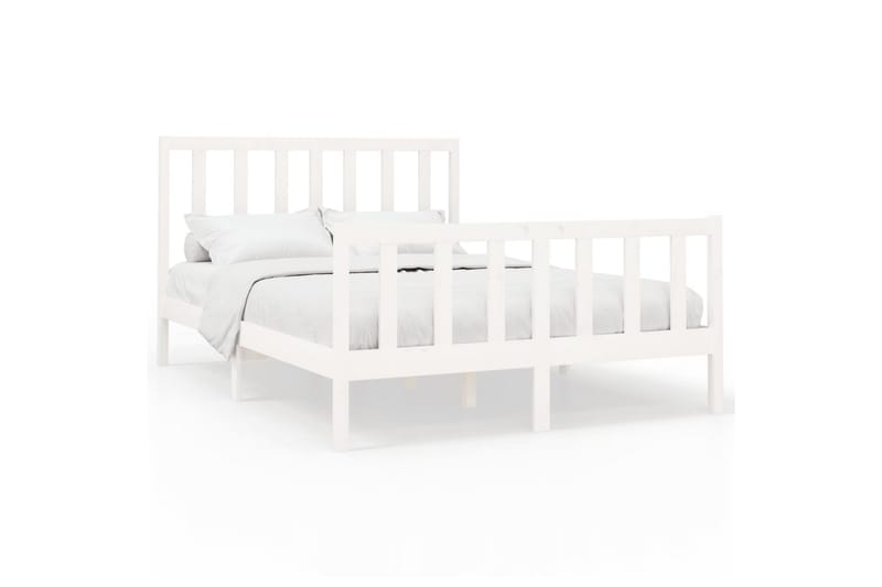 beBasic sengeramme 140x190 cm massivt fyrretræ hvid - Hvid - Møbler - Senge - Sengeramme & sengestel
