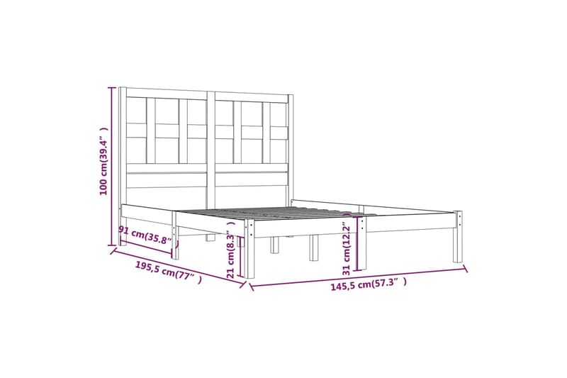 beBasic sengeramme 140x190 cm massivt fyrretræ sort - Sort - Sengeramme & sengestel