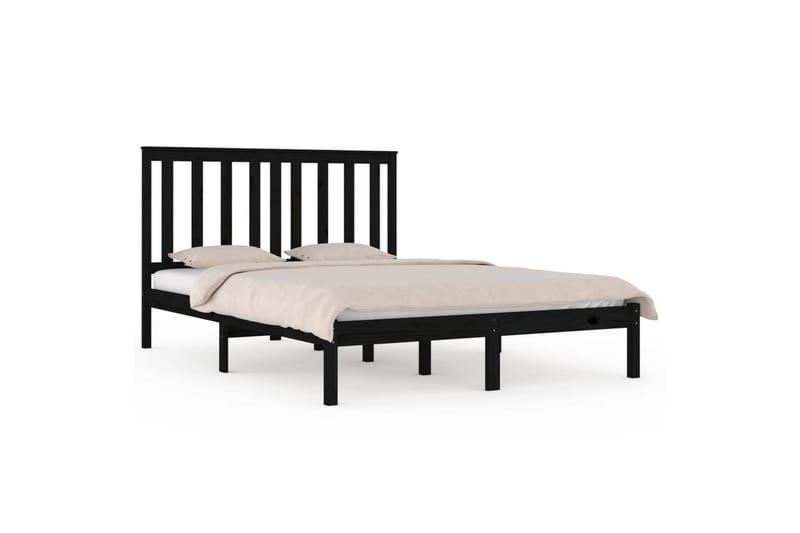 beBasic sengeramme 140x190 cm massivt fyrretræ sort - Sort - Møbler - Senge - Sengeramme & sengestel