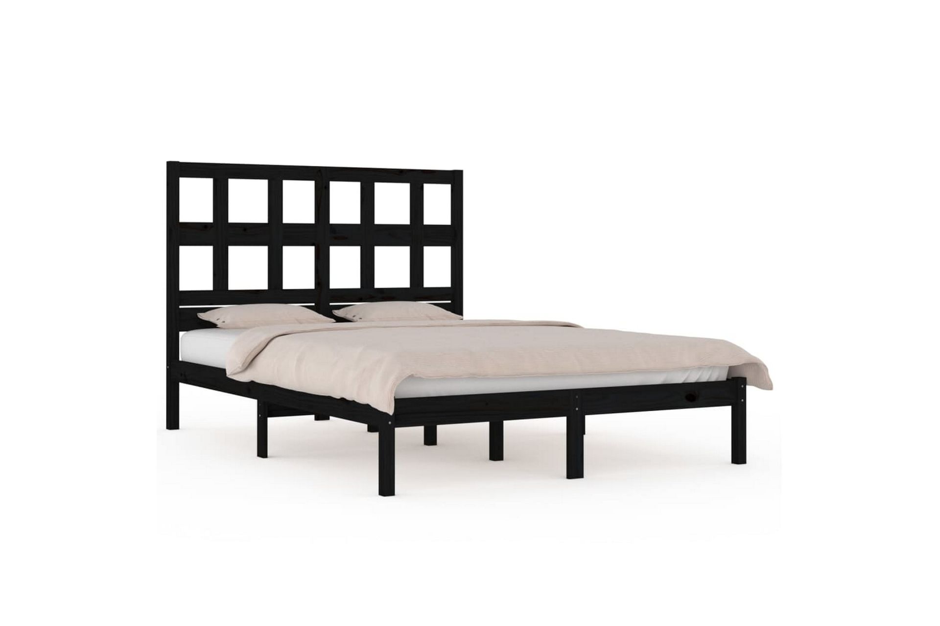 beBasic sengeramme 140x190 cm massivt fyrretræ sort - Sort - Møbler - Senge - Sengeramme & sengestel