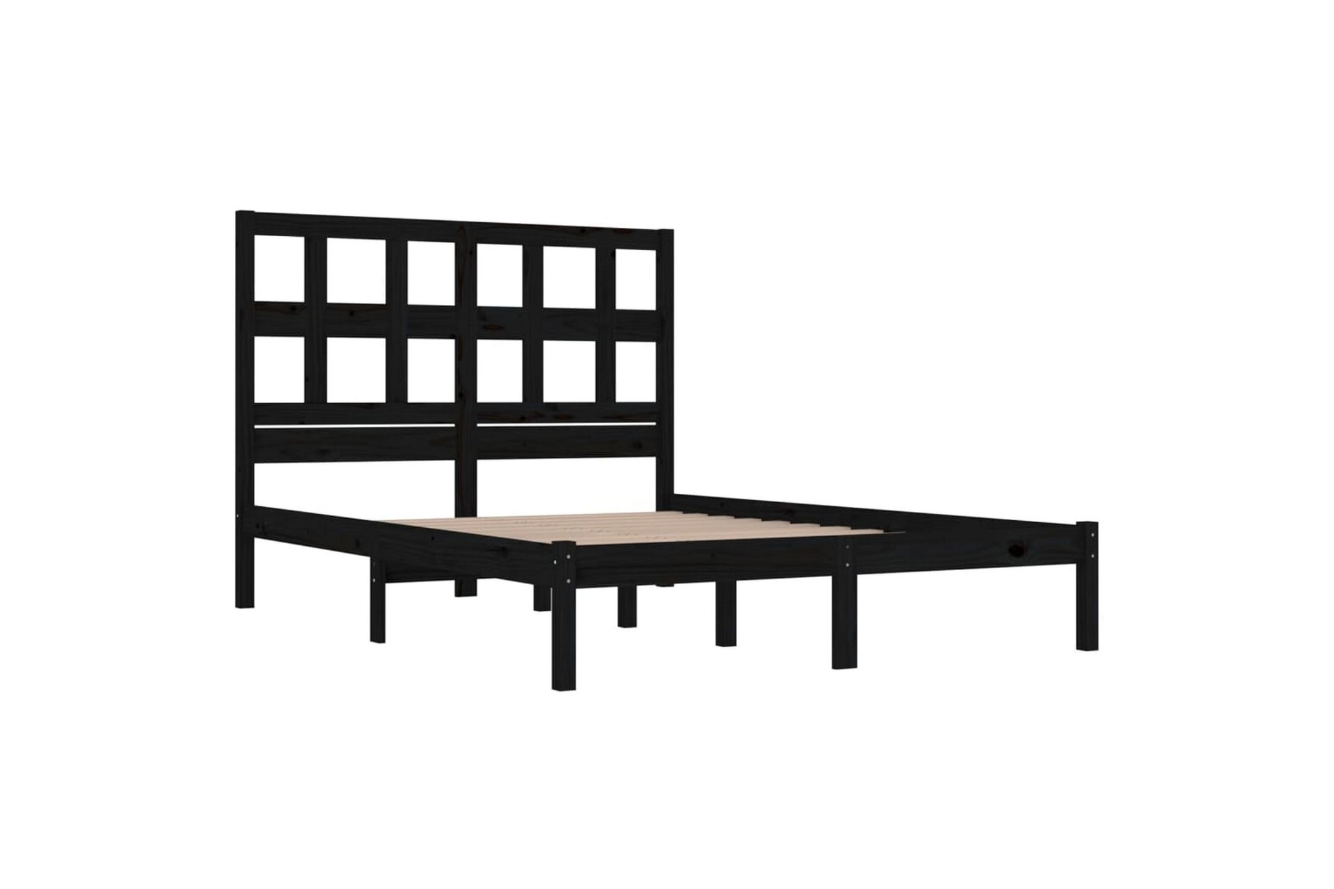 beBasic sengeramme 140x190 cm massivt fyrretræ sort - Sort - Møbler - Senge - Sengeramme & sengestel