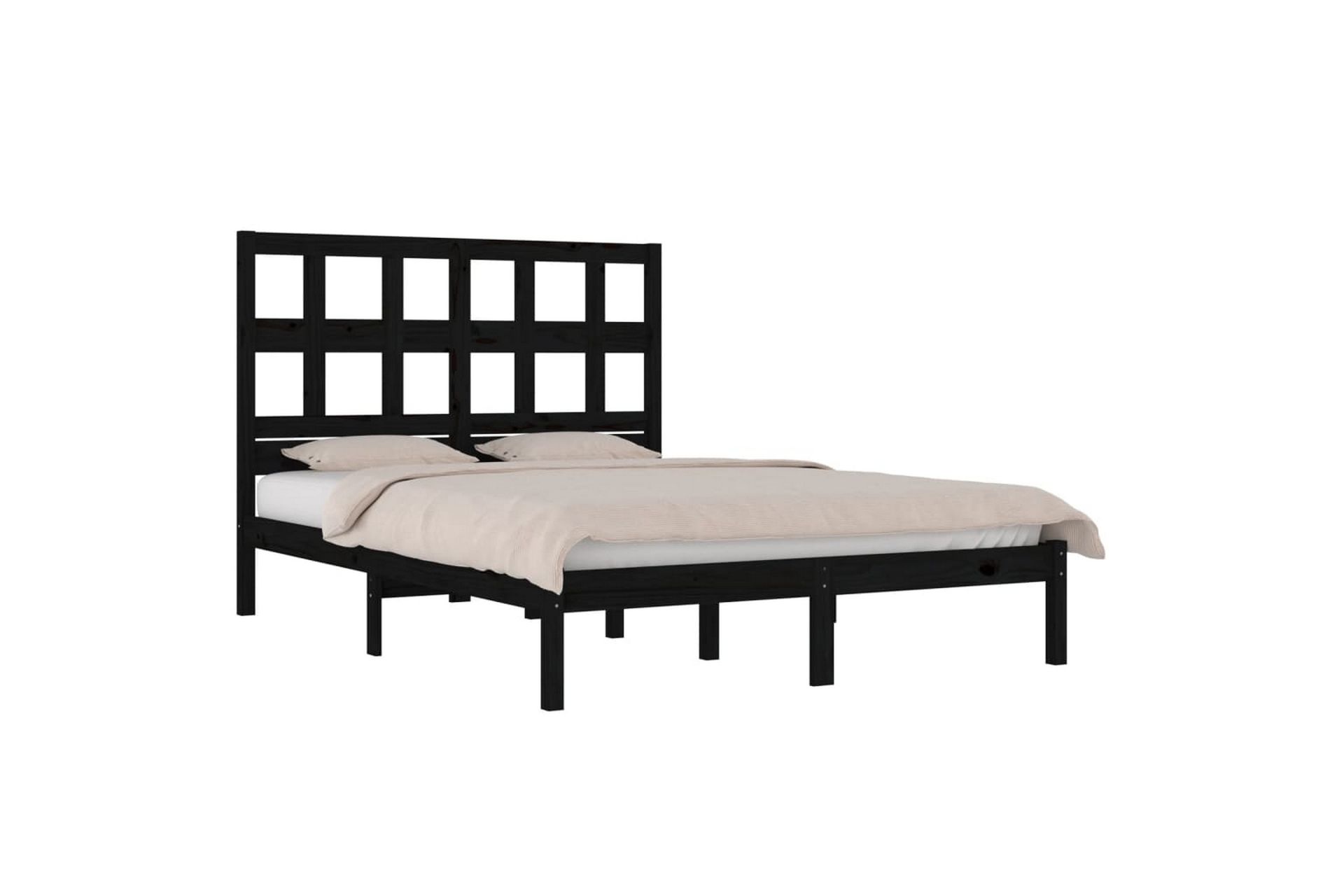 beBasic sengeramme 140x190 cm massivt fyrretræ sort - Sort - Møbler - Senge - Sengeramme & sengestel