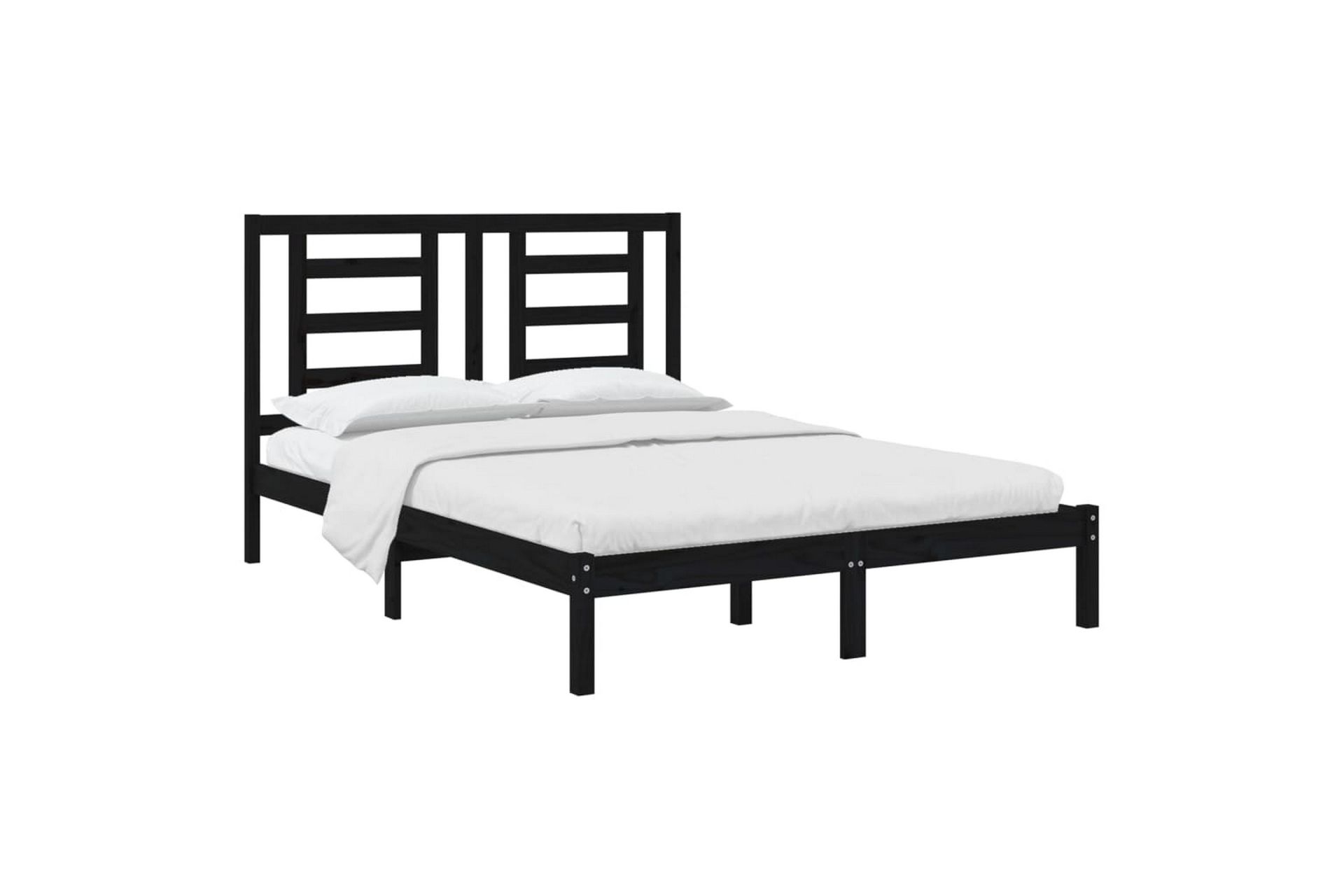 beBasic sengeramme 140x190 cm massivt fyrretræ sort - Sort - Møbler - Senge - Sengeramme & sengestel