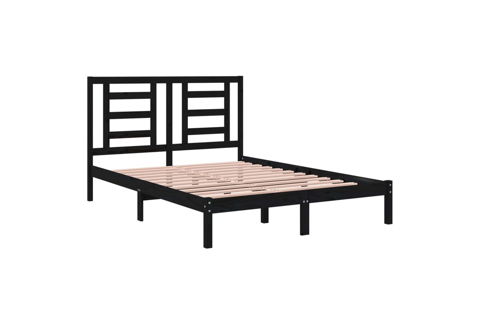 beBasic sengeramme 140x190 cm massivt fyrretræ sort - Sort - Møbler - Senge - Sengeramme & sengestel