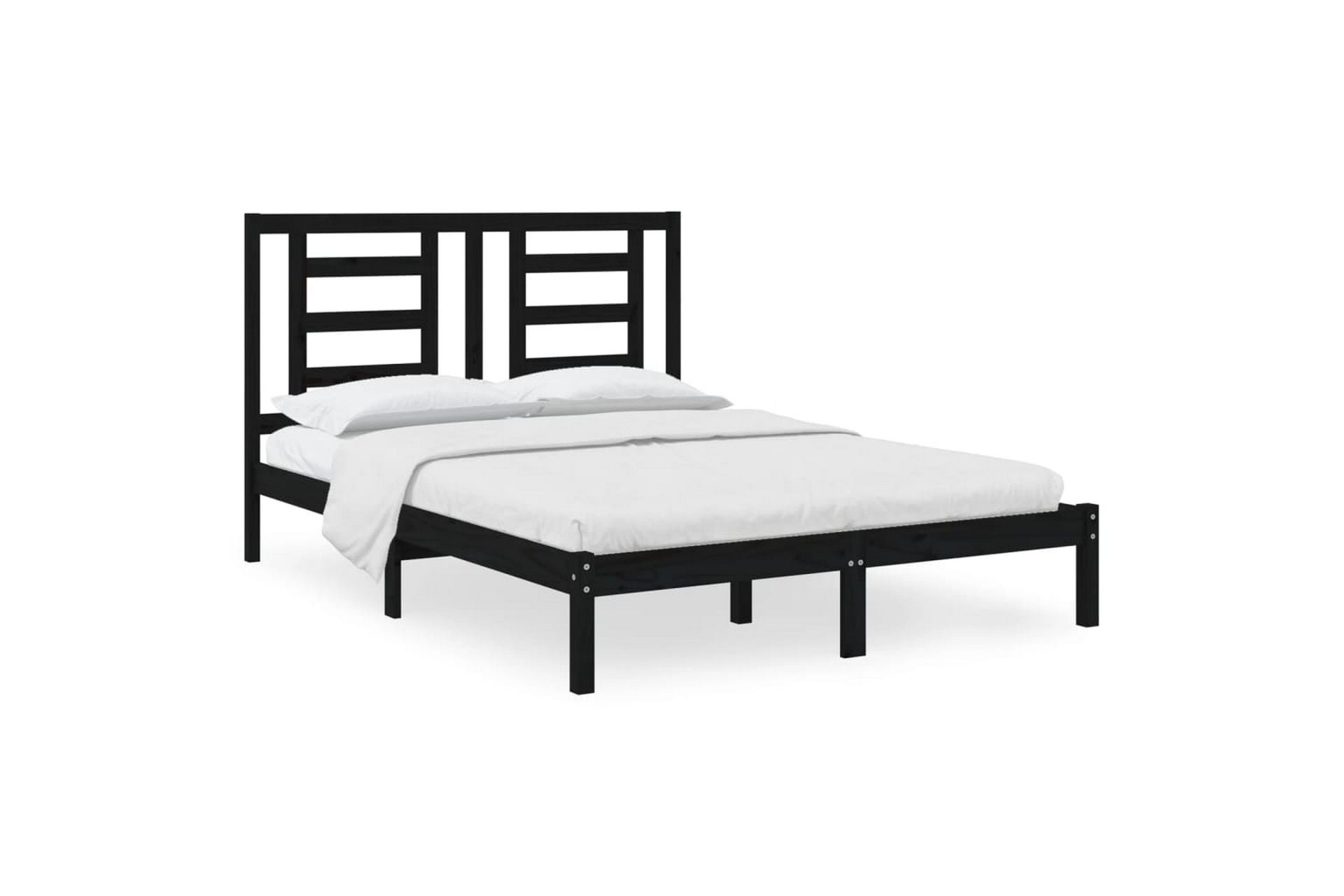 beBasic sengeramme 140x190 cm massivt fyrretræ sort - Sort - Møbler - Senge - Sengeramme & sengestel