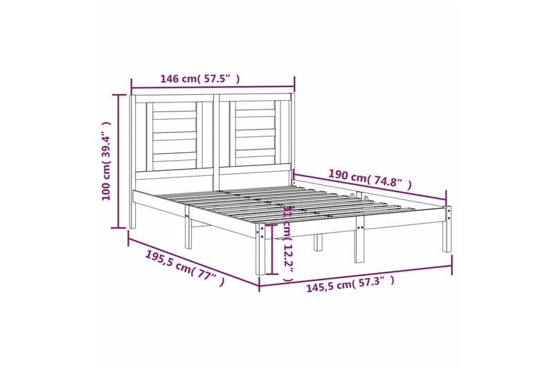 beBasic sengeramme 140x190 cm massivt fyrretræ sort - Sort - Sengeramme & sengestel