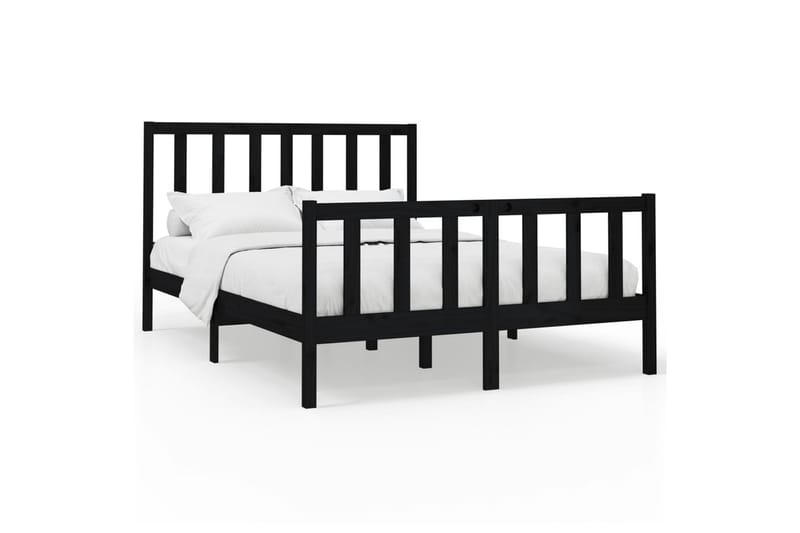 beBasic sengeramme 140x190 cm massivt fyrretræ sort - Sort - Møbler - Senge - Sengeramme & sengestel