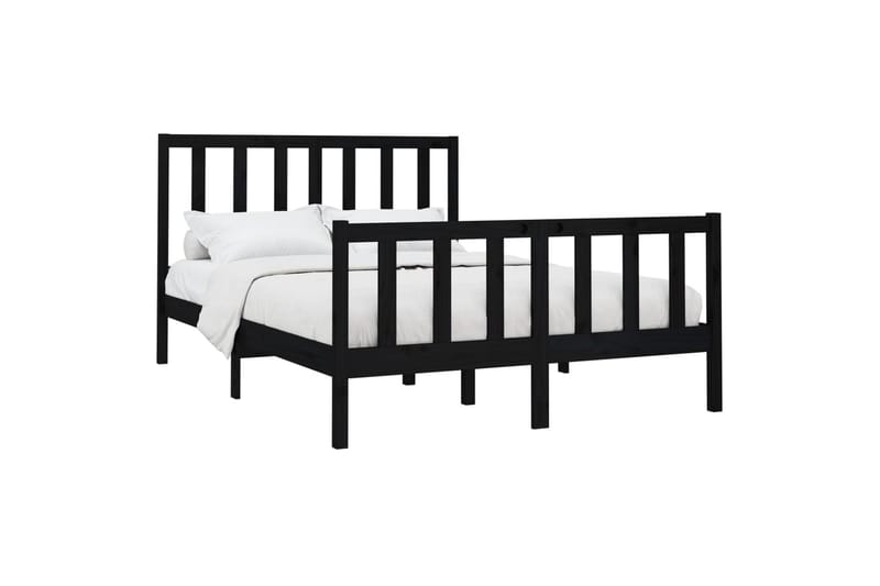 beBasic sengeramme 140x190 cm massivt fyrretræ sort - Sort - Møbler - Senge - Sengeramme & sengestel
