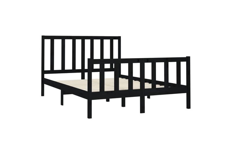 beBasic sengeramme 140x190 cm massivt fyrretræ sort - Sort - Møbler - Senge - Sengeramme & sengestel