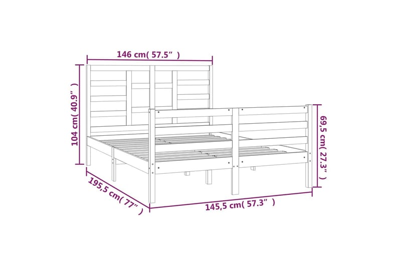 beBasic sengeramme 140x190 cm massivt træ - Brun - Sengeramme & sengestel