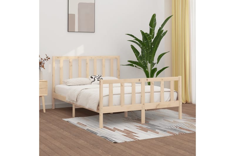 beBasic sengeramme 140x190 cm massivt træ - Brun - Møbler - Senge - Sengeramme & sengestel