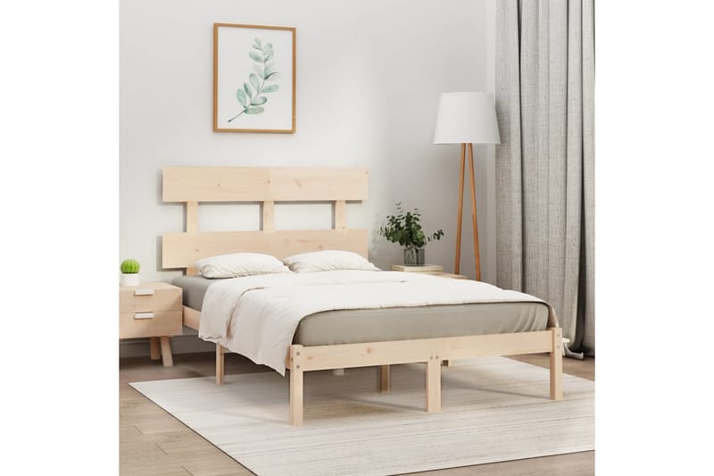 beBasic sengeramme 140x190 cm massivt træ - Brun - Møbler - Senge - Sengeramme & sengestel