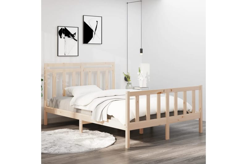 beBasic sengeramme 140x190 cm massivt træ - Brun - Møbler - Senge - Sengeramme & sengestel